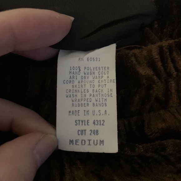 CIRCLE T Vintage Brown Velvet Tiered‎ Ruffle Maxi Skirt - Picture 6 of 7